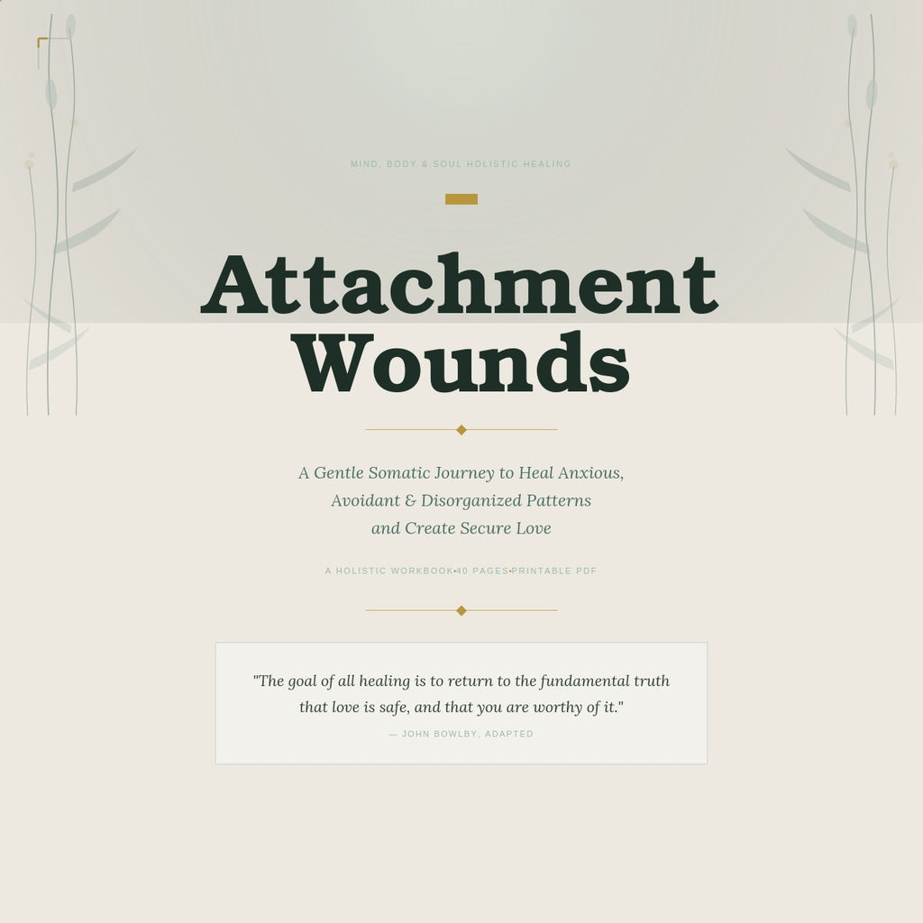 Attachment Wounds Healing Workbook cover — Somatic Healing PDF | Ashaya Rituals
