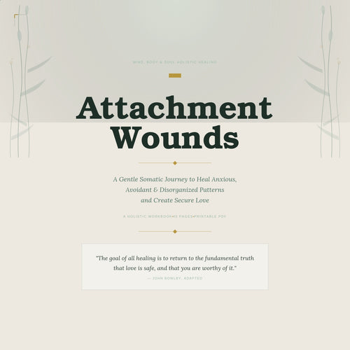 Attachment Wounds Healing Workbook cover — Somatic Healing PDF | Ashaya Rituals
