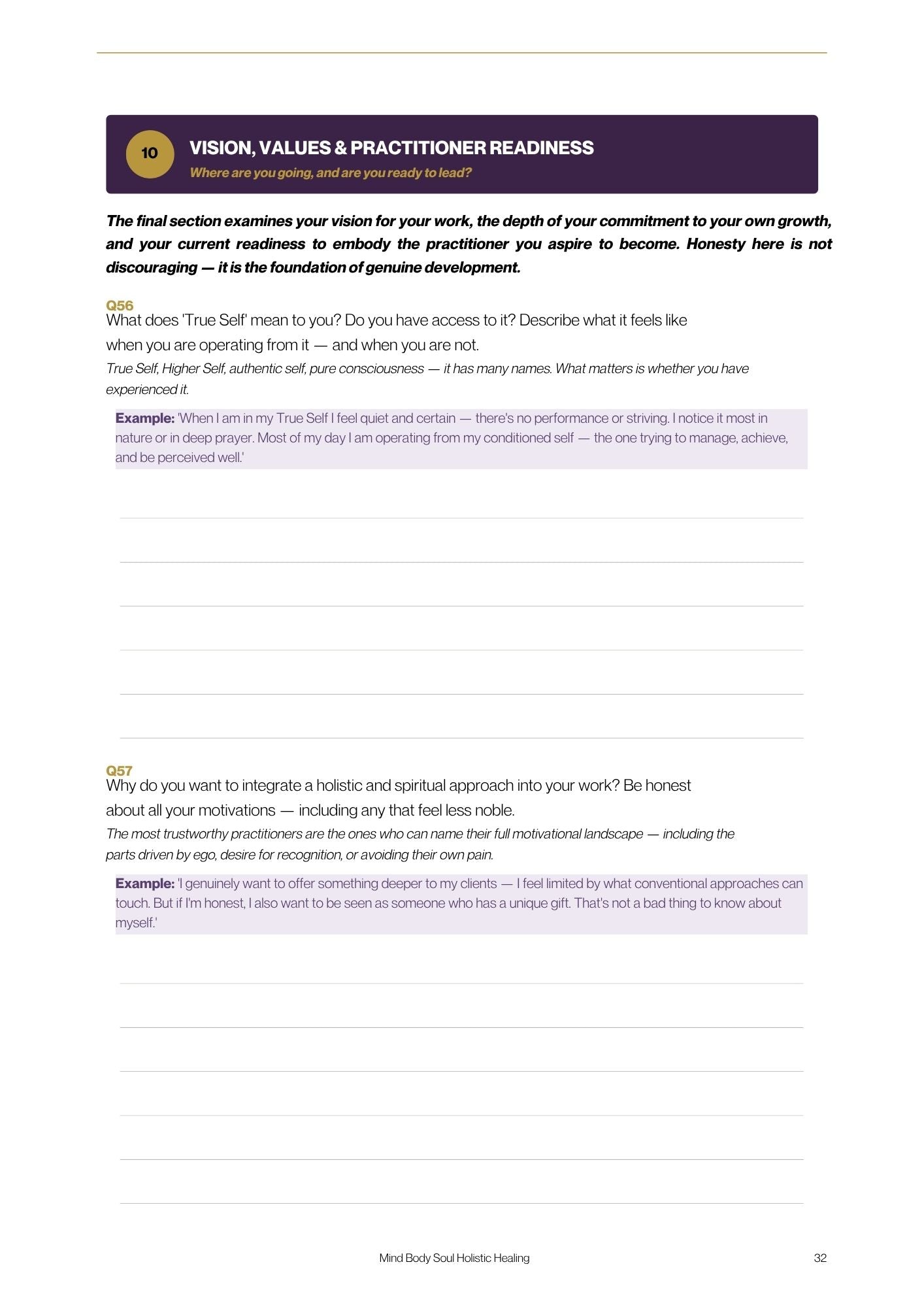 The Practitioner's Inner Mirror: A Holistic Self-Assessment Workbook