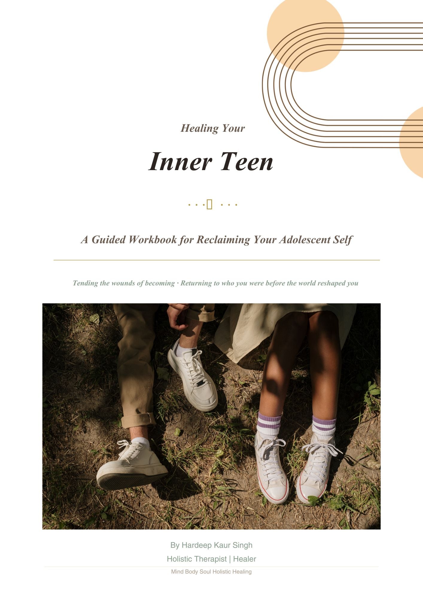 Book cover of 'Healing Your Inner Teen' with two people standing on a grassy area.