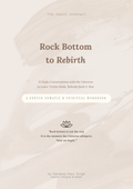 Book cover of 'Rock Bottom to Rebirth' with text and a lotus flower on a beige background